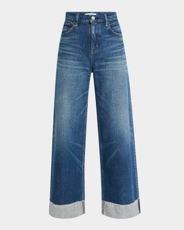 Levittown Wide-Leg Cuffed Jeans